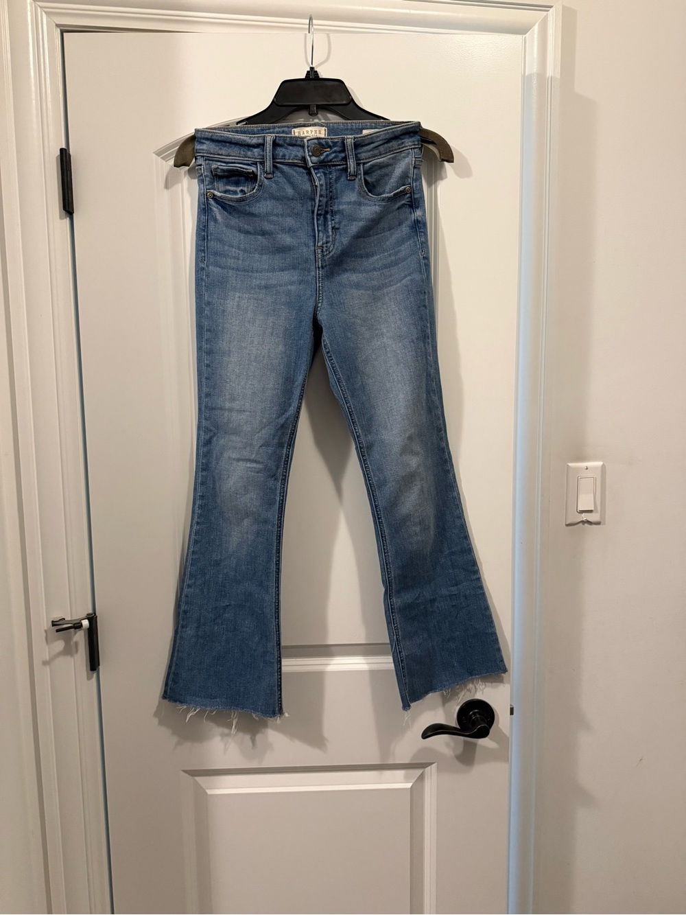 Harper Light Blue Flare Jeans with Raw Hem